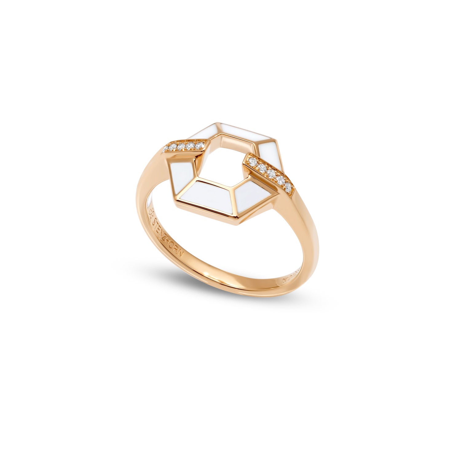 HONEY HONEY Honeycomb Ring with Enamel and Diamonds