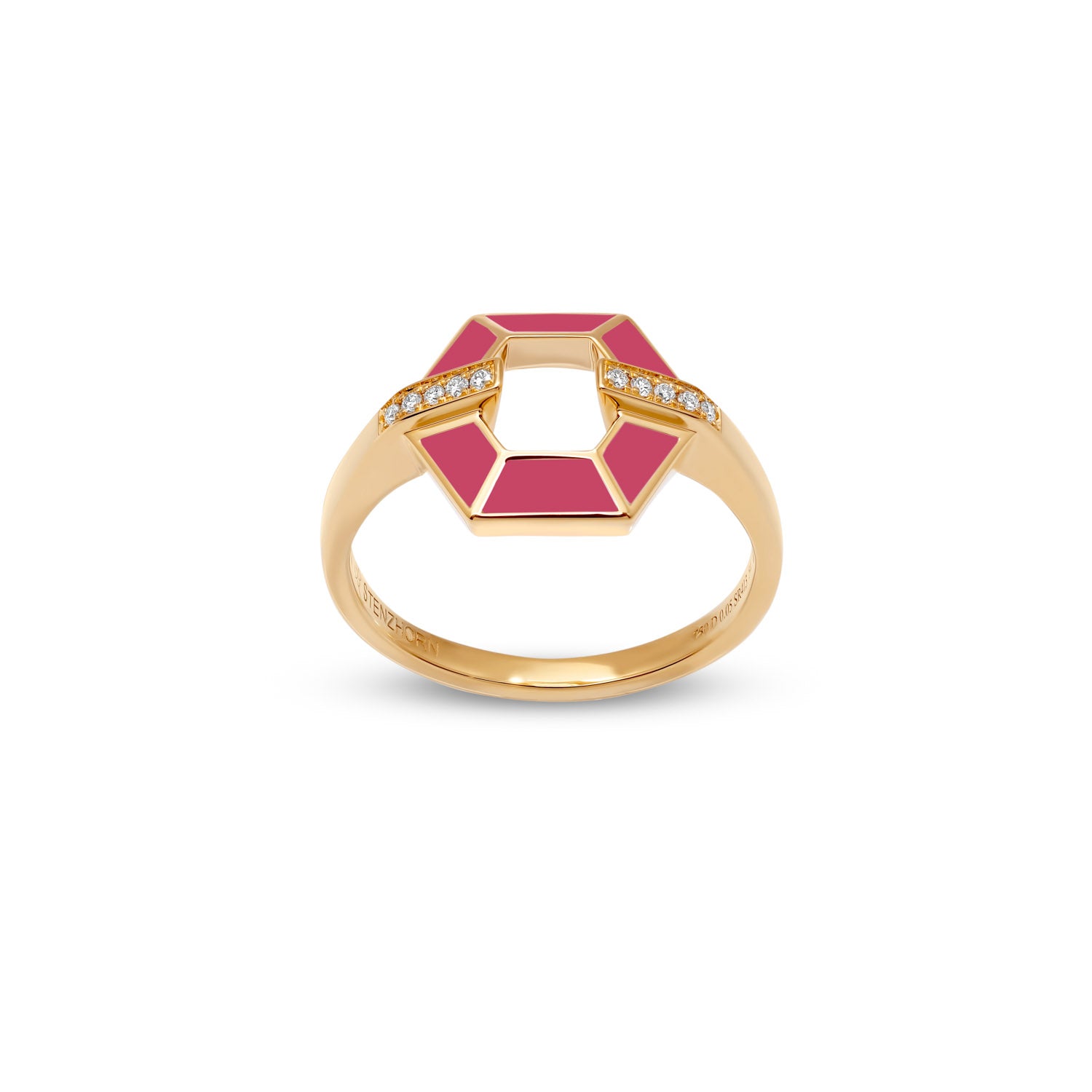 HONEY HONEY Honeycomb Ring with Enamel and Diamonds