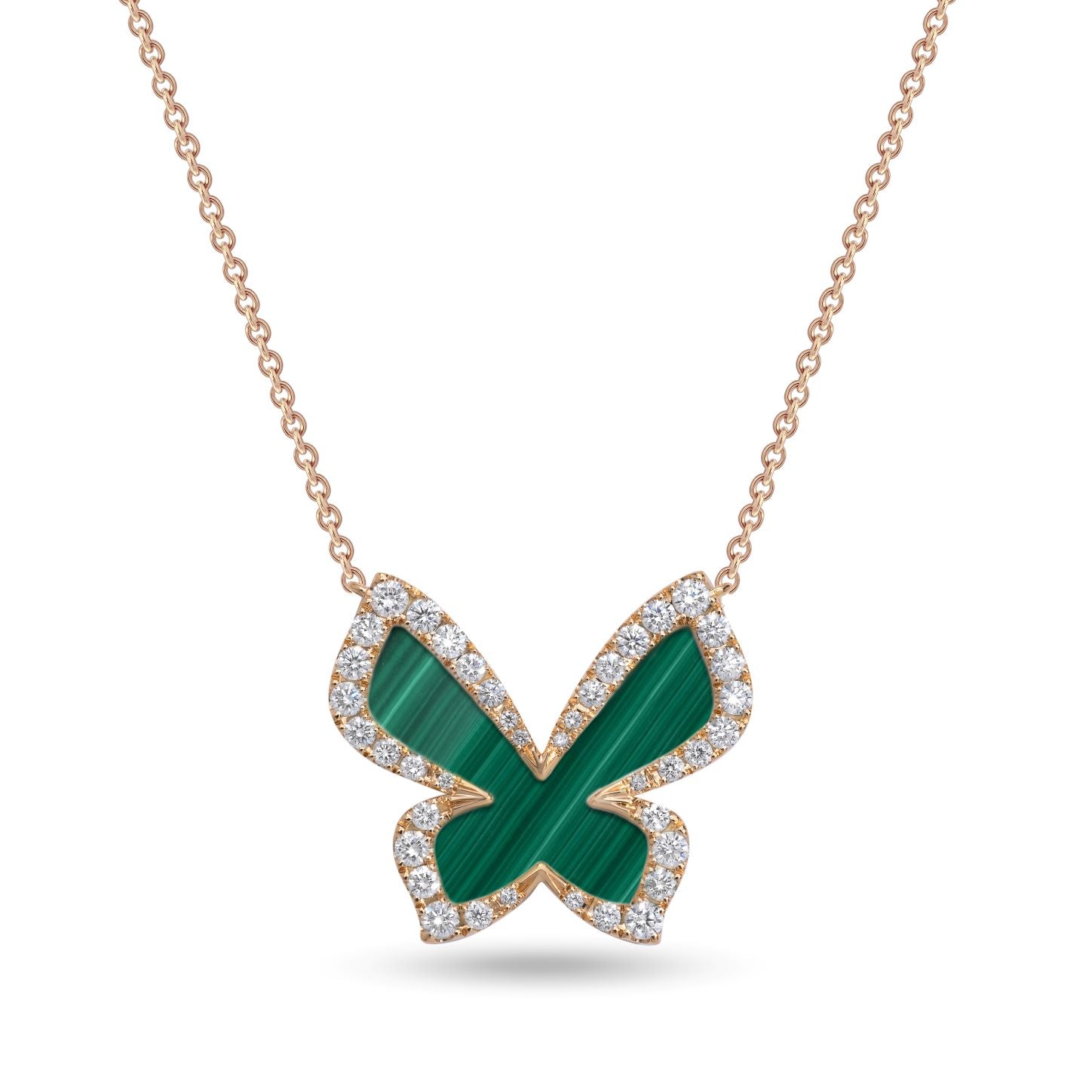 PICCOLE SONATE Butterfly Necklace with Malachite