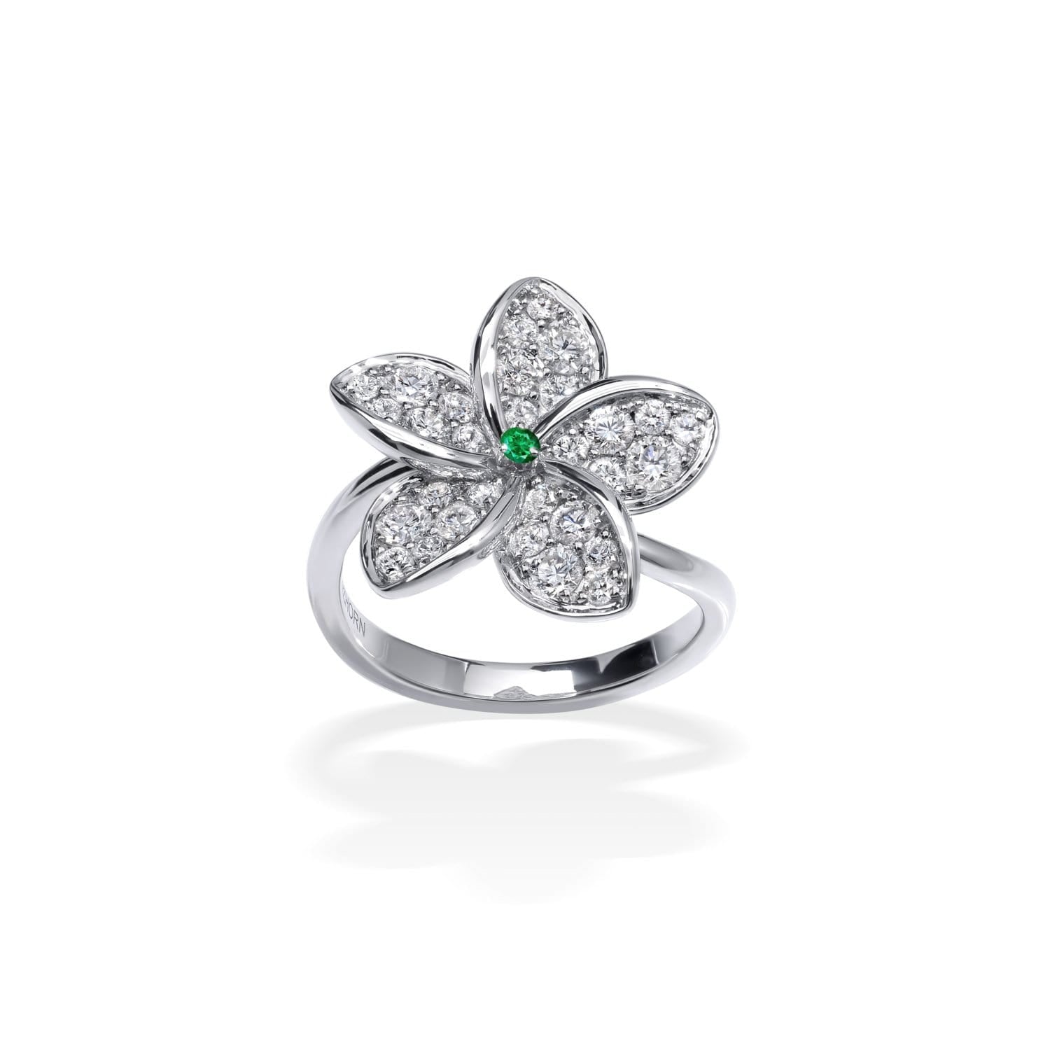 PLUMERIA Ring mit Diamanten und Smaragden