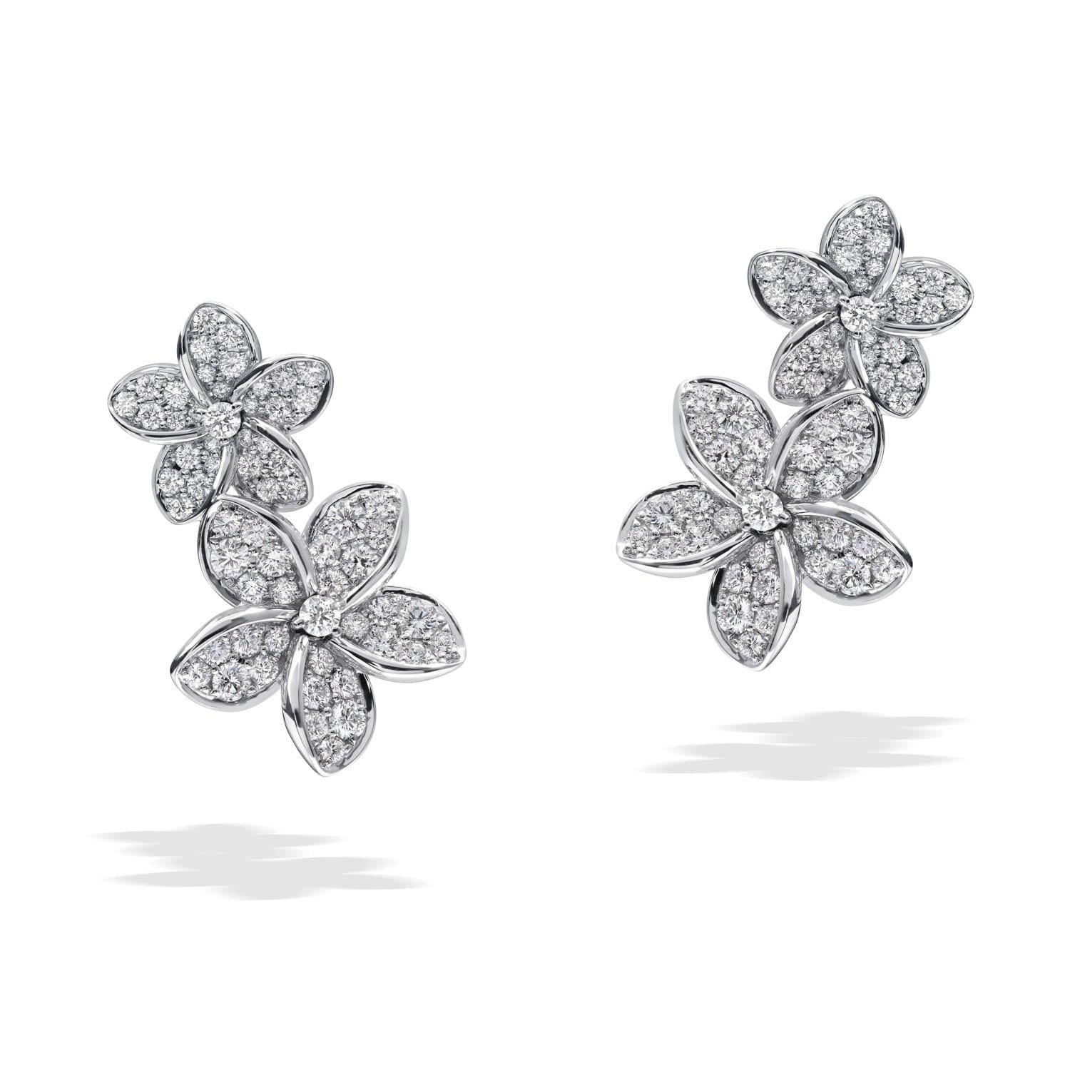 PLUMERIA Diamond Earrings Double Flower